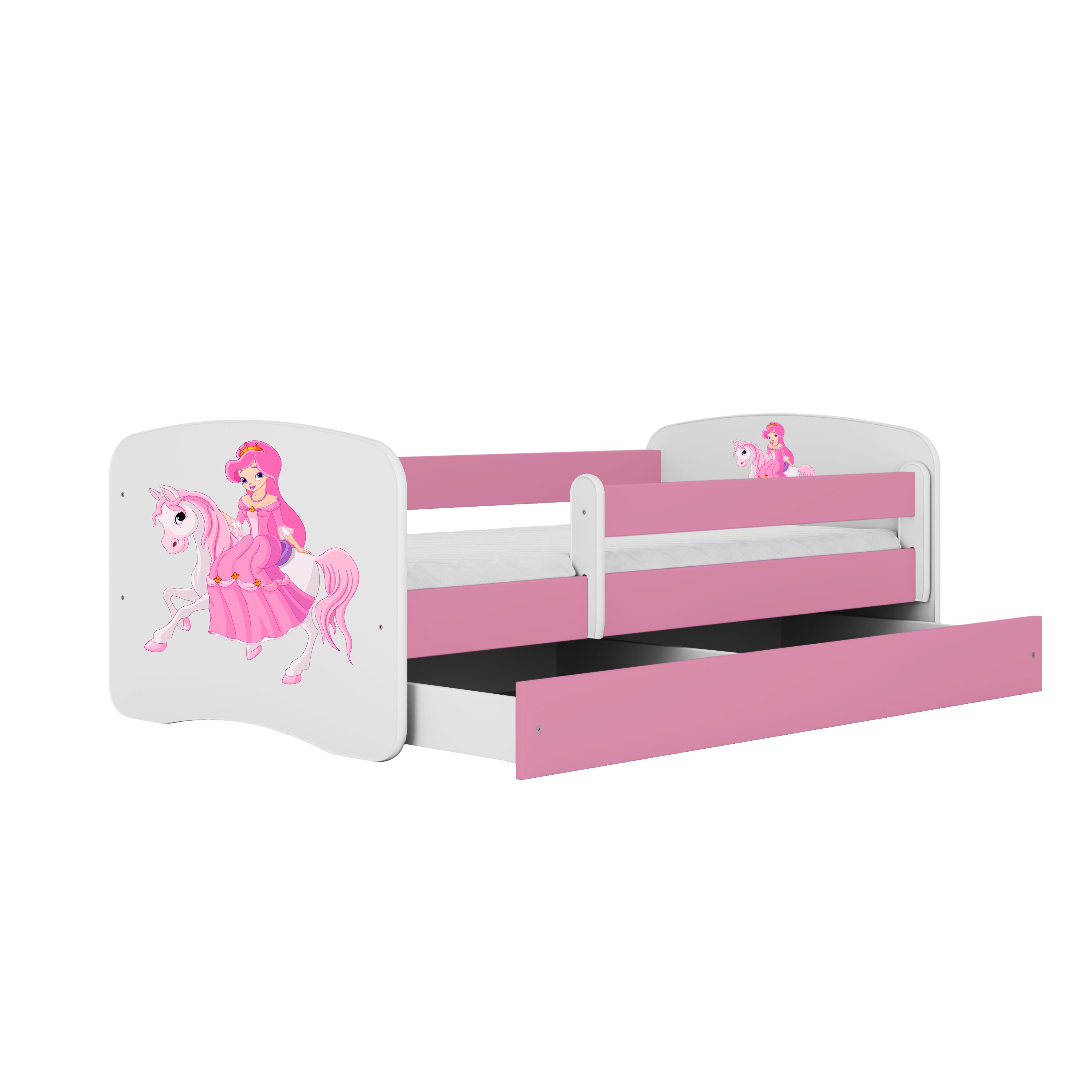 Raumhirsch Furniture Kinderbett 70x140, 80x160, 80x180 cm - Komplettset mit Matratze & Schublade (Bett für Mädchen, Einzelbett Kinder 2–12, mit Rausfallschutz & Lattenrost), verschiedene Farben & Designs