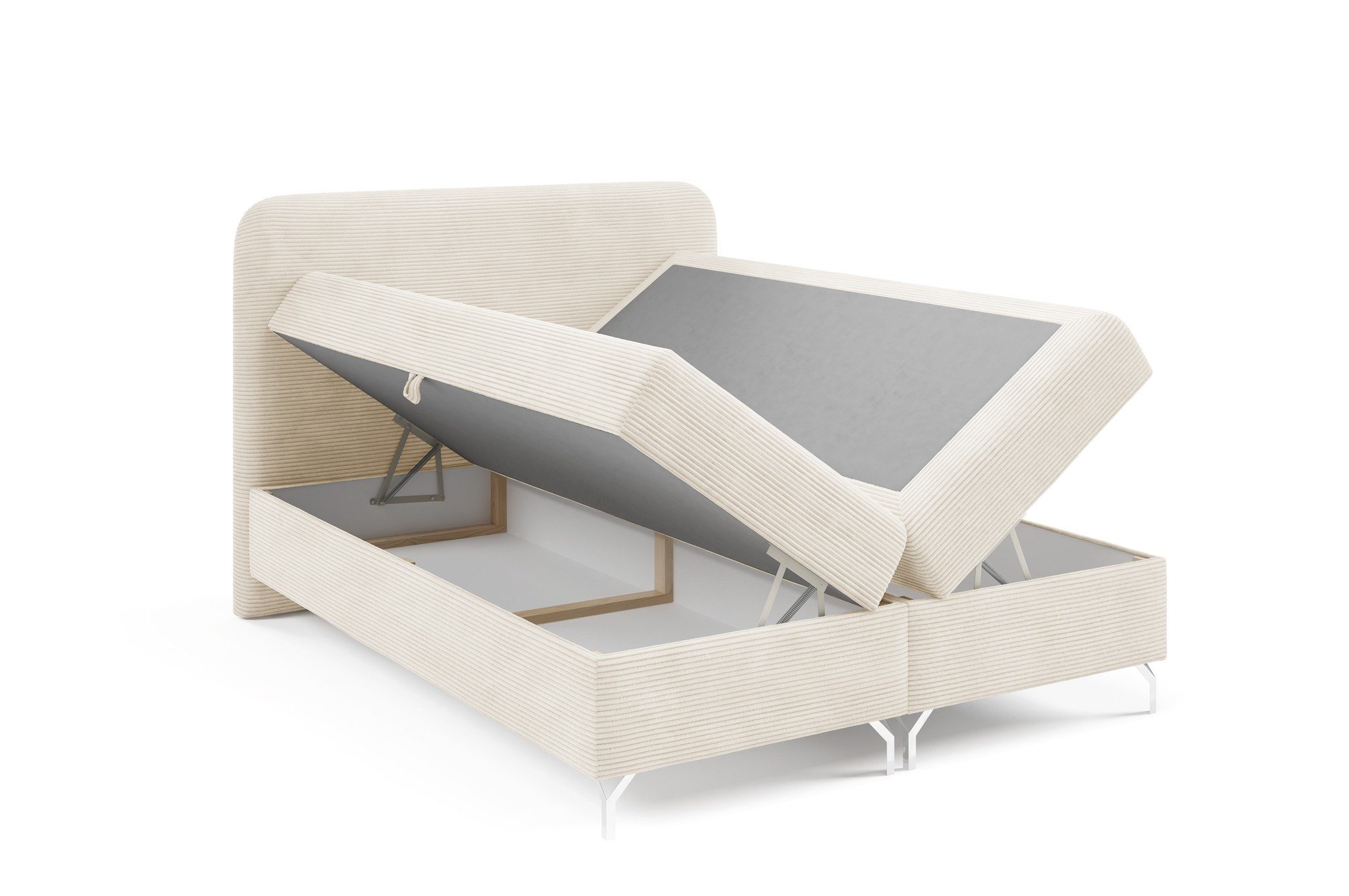 Fun Möbel Boxbett Bett Schlafzimmerbett EMILIO Überlänge in Stoff Poso (mit Bettkästen, mit Bonellfederkernmatratze und Kaltschaum-Topper), Länge von 220cm