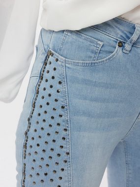 Sarah Kern Röhrenjeans Stretch-Jeans figurbetont mit Nietenbesatz