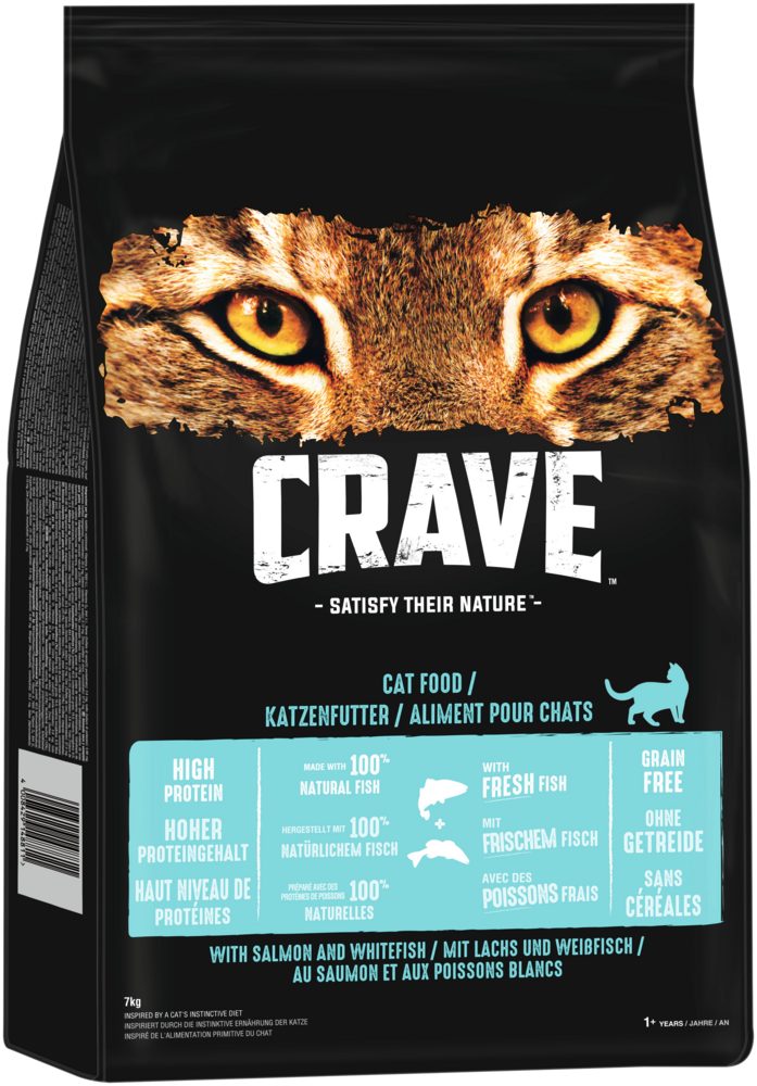 CRAVE CRAVE™ Katze Beutel mit Lachs und Weißfisch 7kg, für: Katze
