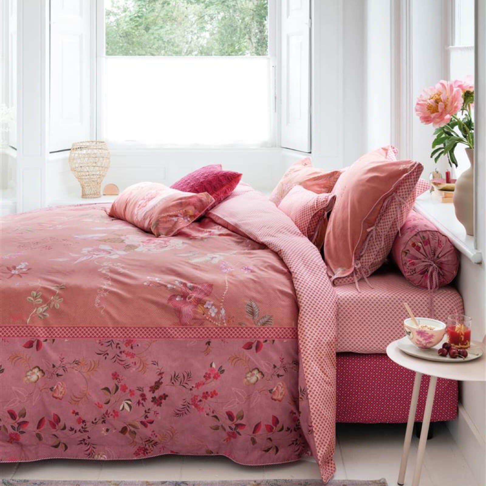 PiP Studio Dekokissen Dekokissen Tokyo Bouquet Pink, Blumen, Bogenmuster