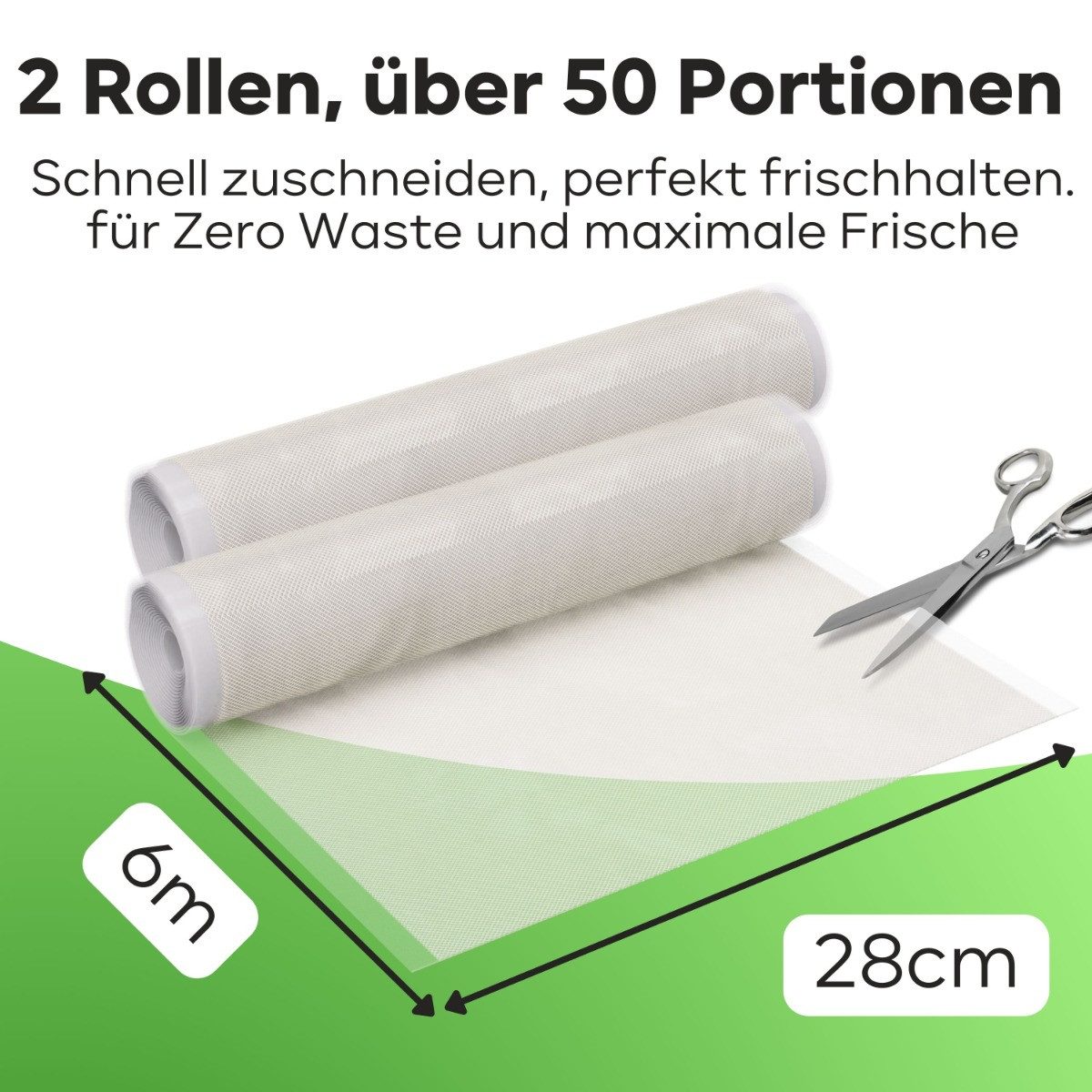ProfiCook Vakuumbehälter ProfiCook Folienrolle 28cm x 6m (2 Rollen), Vakuumierbeutel, Vakuumierfolie für alle Marken