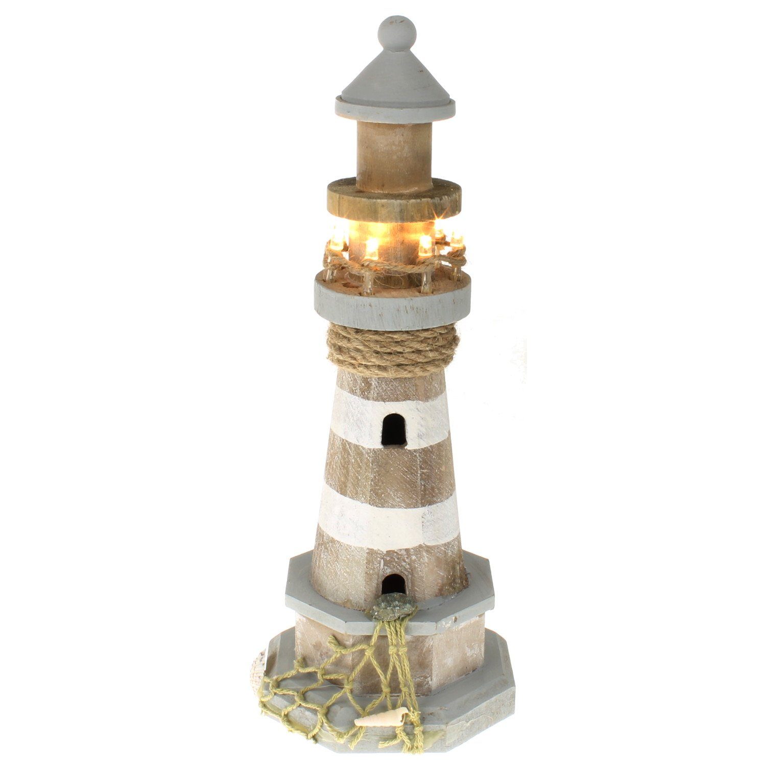 Macosa Home LED-Dekofigur Deko-Leuchtturm Holz 29 cm mit LED´s Kiefernholz günstig online kaufen