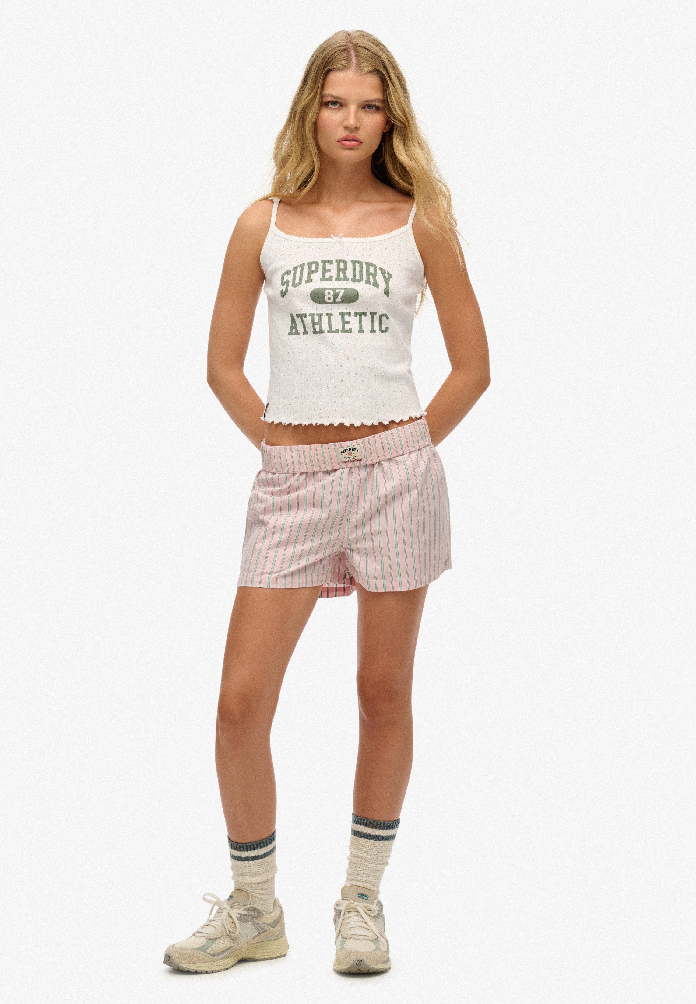 Superdry Shorts COTTON STRIPE ELASTIC SHORT aus Baumwolle, Regular Fit, mit Gummizug, pflegeleichtes Webmaterial