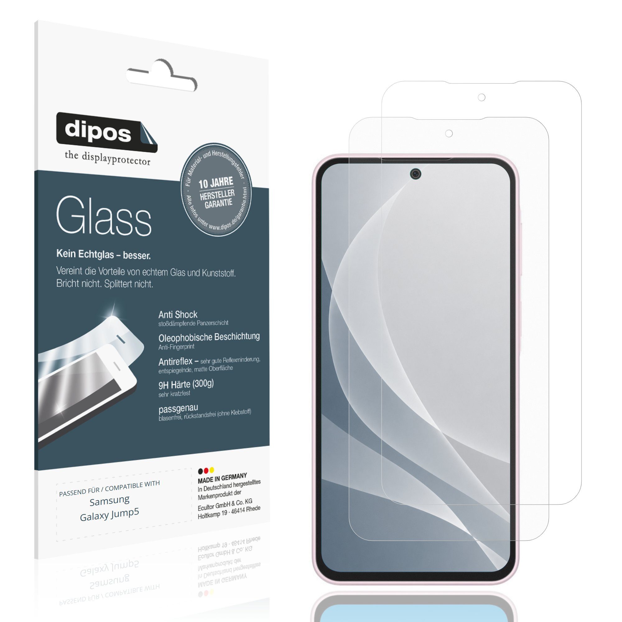 dipos Displayschutzfolie Schutzfolie für Samsung Galaxy Jump5, 2 Stück, Displayschutz Schutz Folie Made in Germany