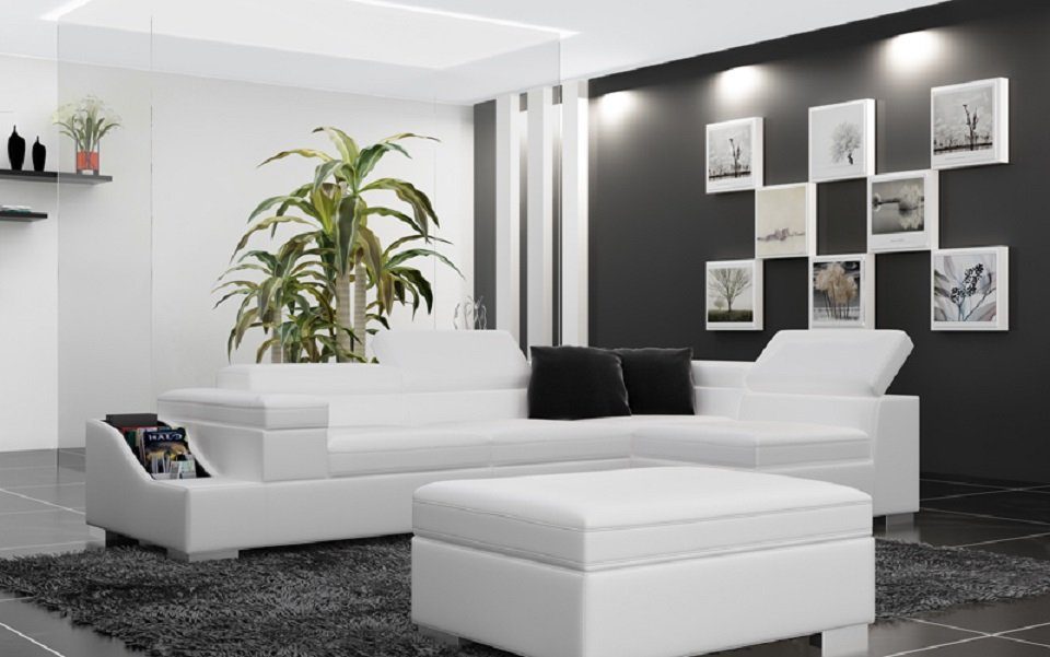JVmoebel Ecksofa, Moderne Sofa L Form Polster Ecke Couch Designer Sitz Möbel Couchen Weiß | Ecksofas