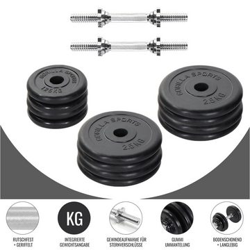 GORILLA SPORTS Hantel-Set Kurzhantelset 30kg, 30mm, Gusseisen Hantelscheiben, Kurzhantelstangen