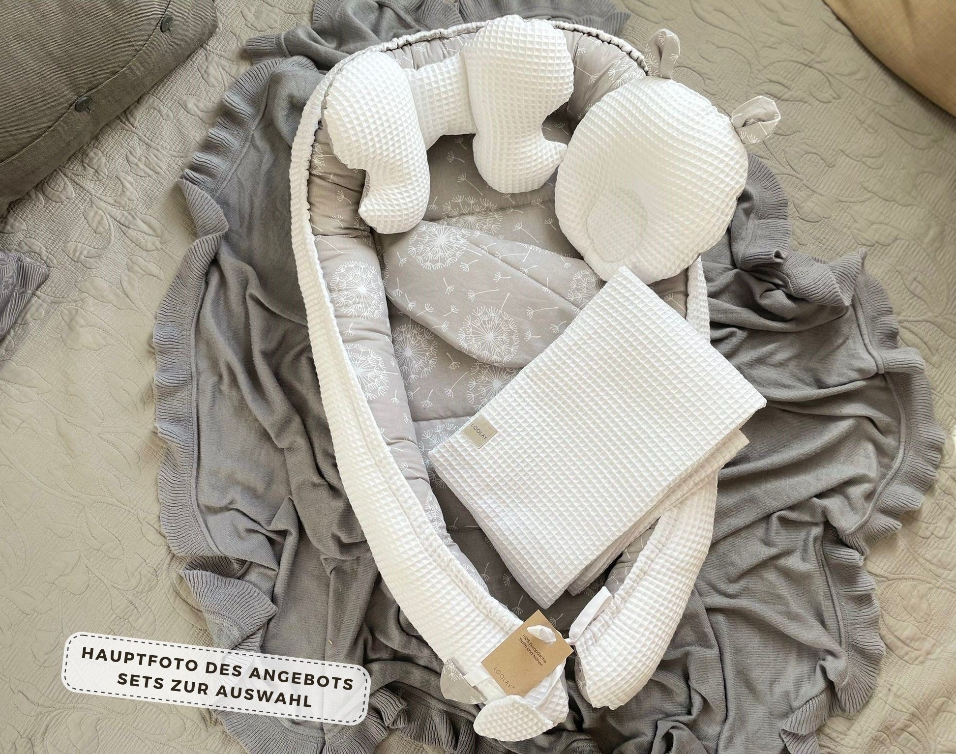 Bettnestchen WAFFELPIQUE Baumwolle BABYNEST Babykokon Neugeborene Babyausstattung