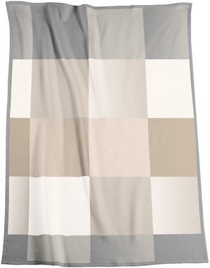 Wohndecke Across beige, karierte Kuscheldecke in 150x200, Decke aus Baumwoll-Mix, Biederlack, Made in Germany