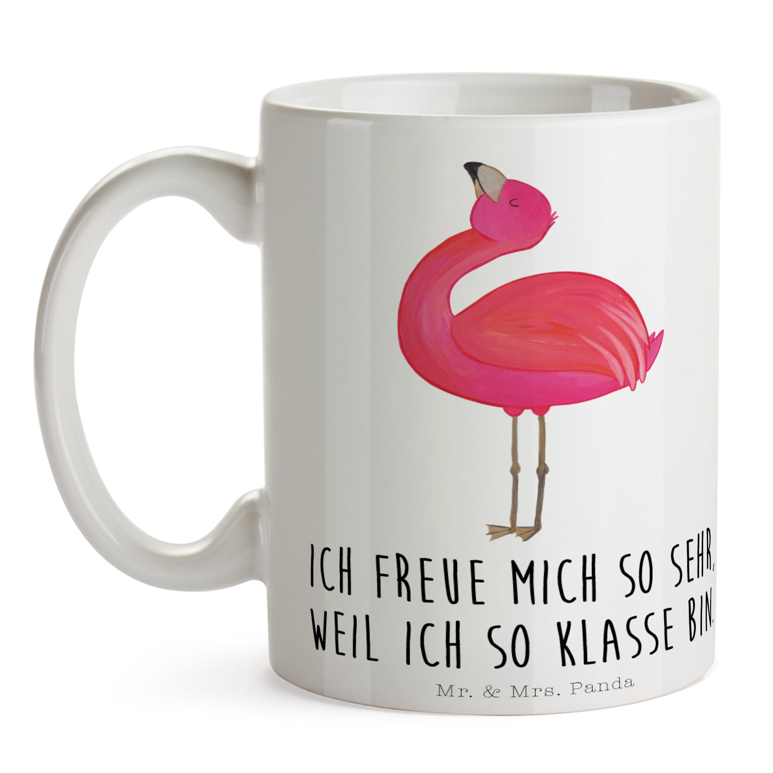Porzella, zufrieden, Geschenk, Flamingo Panda Mr. stolz - Keramik & - Tasse Weiß Freundin, beste Mrs.