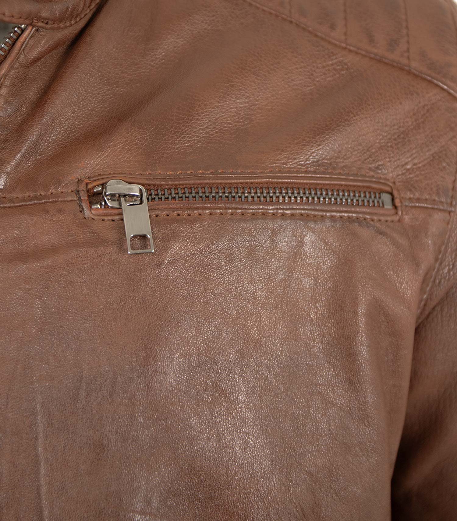 Deercraft Lederjacke DMEldrick Deercraft - Herren Lederjacke Lammnappa dunkel cognac