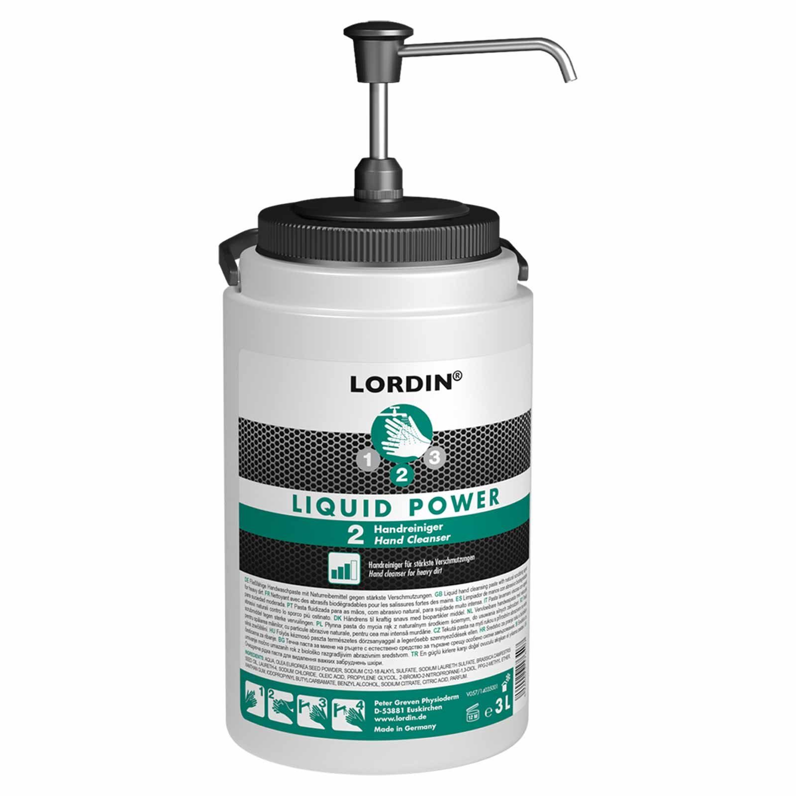 Lordin Handcreme Handreiniger Liquid Power + Dosierer Handwaschpaste starker Schmutz
