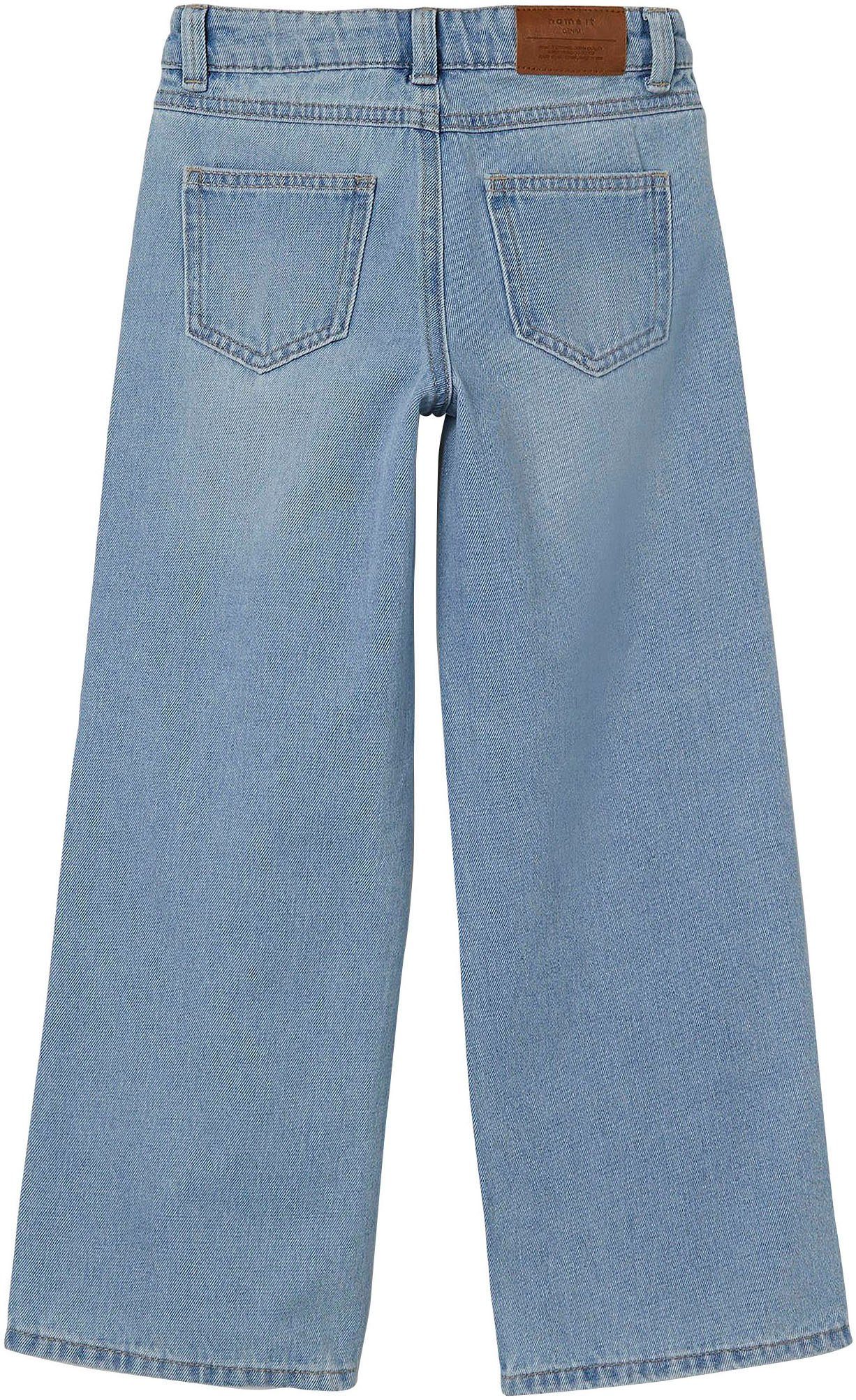 Name It 5-Pocket-Jeans NKFROSE für Mädchen mit Destroyed-Effekt und hohem Bund normal, Denim, Abriebeffekte, Reißverschluss – Bild 4 von 5
