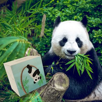speecheese Spardose Panda auf Bambus Spardose aus Holz