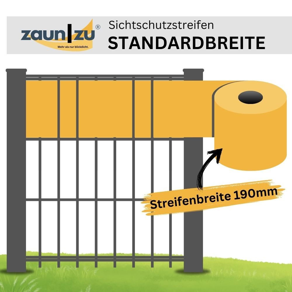 zaunzu Sichtschutzstreifen Premium für Doppelstabmatten Zaunblende Enzianblau, 26m, (1 Rolle, genarbte Oberfläche, UV-beständiger Sichtschutz), 5 Jahre garantierte Farbechtheit