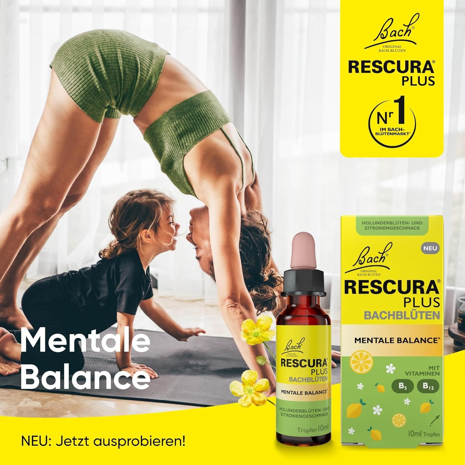 BACH RESCURA Bachblütenmischung Mentale Balance mit Vitaminen Tropfen, 1 er 10 ml, Bachblütenmischung mit Vitaminen für mehr Balance, 10ml