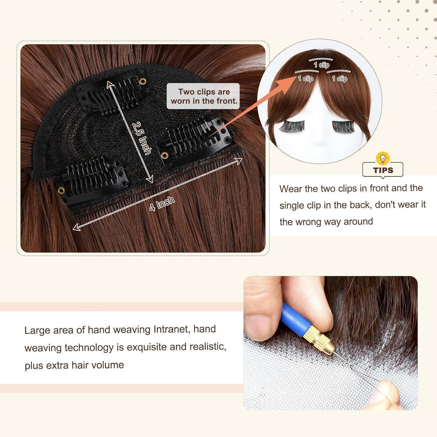 LuxusKollektion Kunsthaar-Extension Haarteile Clip in Bangs Pony Schläfenpartie Frauen 30 CM Kupferrot