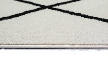 Teppich Teppich Skandinavischer Stil Wohnzimmer Rautenmuster - pflegeleicht - creme schwarz, Teppich-Traum, rechteckig, Höhe: 9 mm