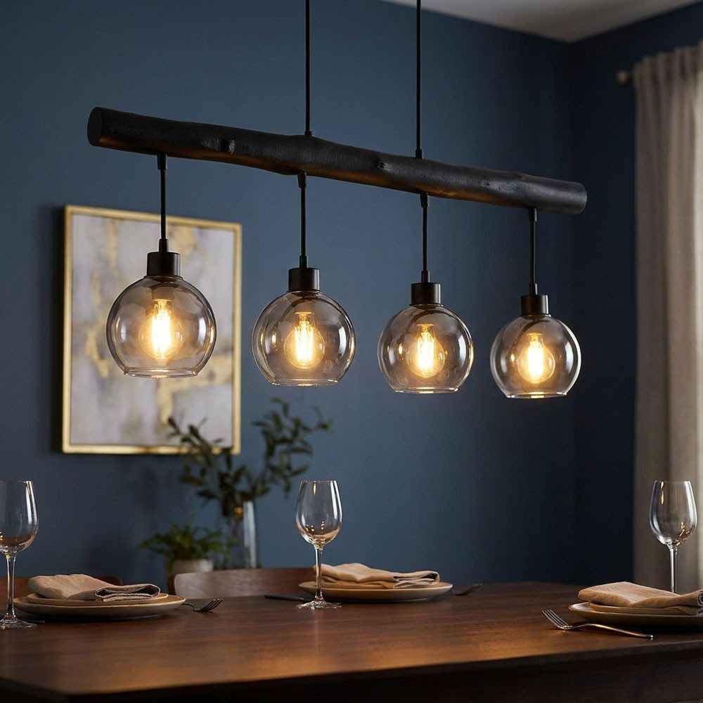 GLOBO LIGHTING Hängeleuchte, Leuchtmittel nicht inklusive, Hängeleuchte Holzbalken Hängelampe Retro Holz