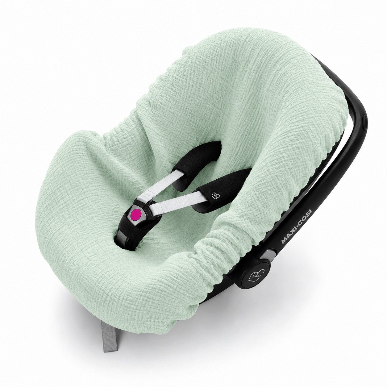 BABEES Kindersitzbezug BEZUG Babyschale Sommer Sommerbezug 100% Musselin Baumwolle, Universal Schonbezug Babyschalenbezug 3-Punkt Gurt