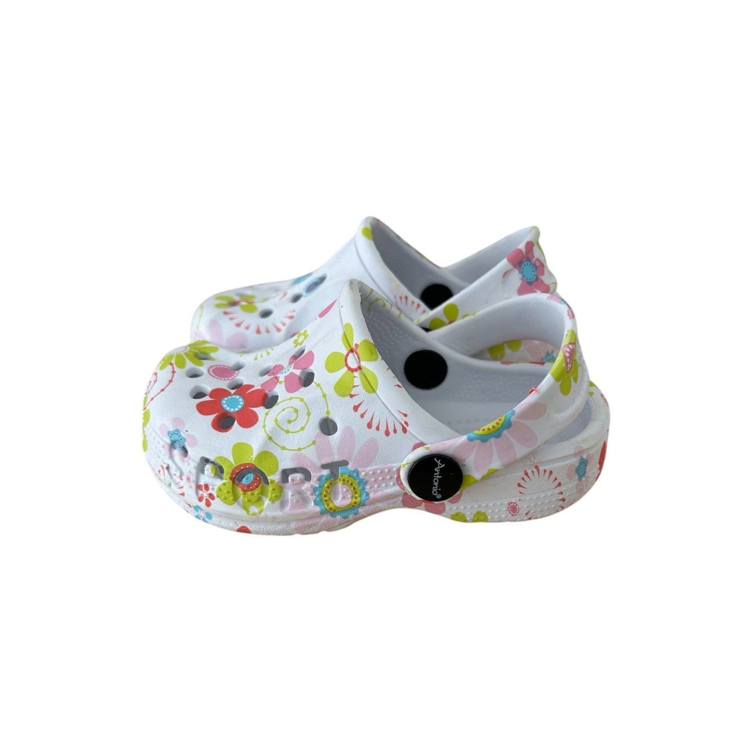 VewoTex Baby & Kinder Clogs mit Blumenmuster » günstige Kinderschuhe Clog (1 Paar Clogs, 2-tlg., Kein Set) Kinder Badeschlappen » Badelatschen mit Riemen & Cut-Outs