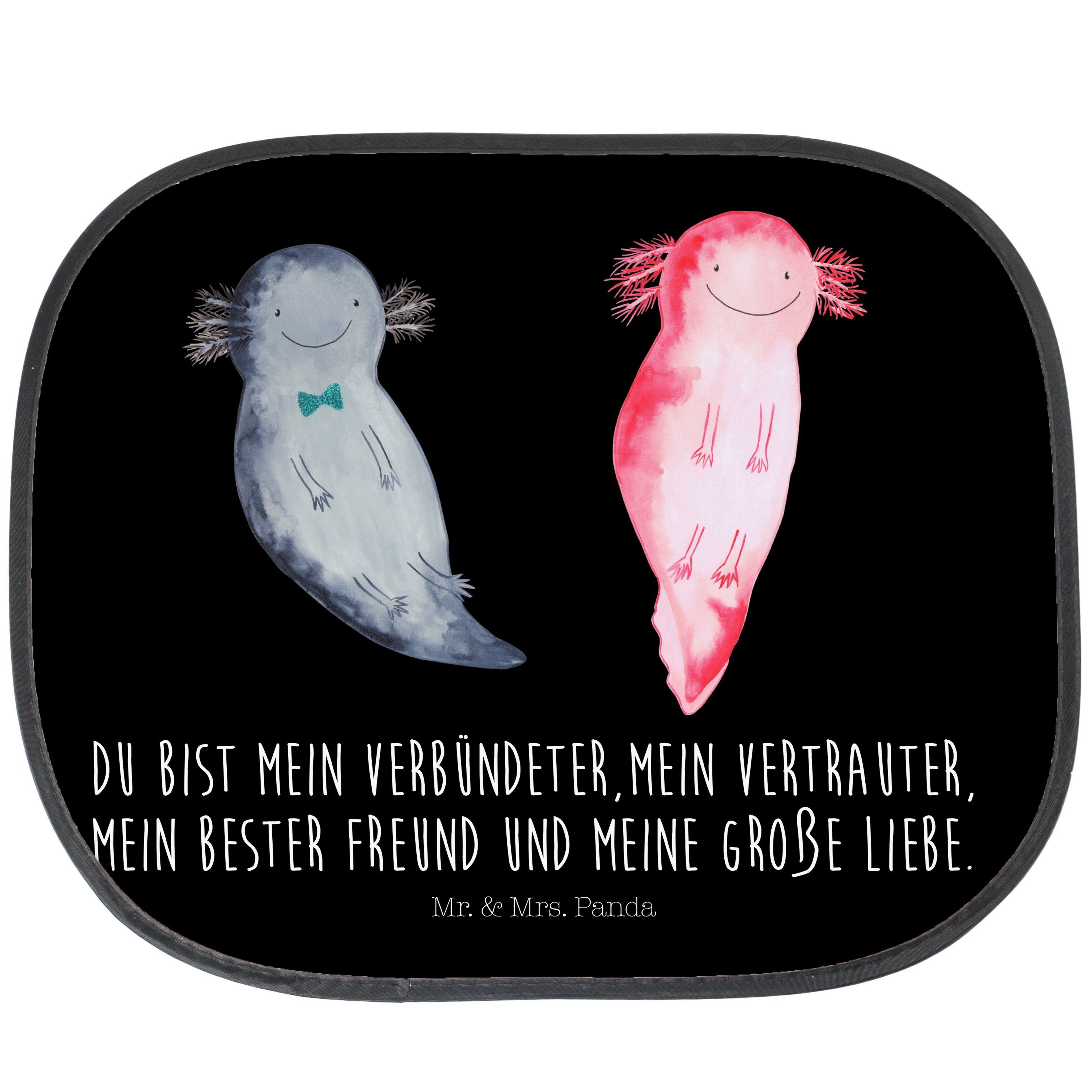 - Sonnenschutz Axolotl Sonn, Axel+Lotte Geschenk, verliebt, Panda, - Mrs. Seidenmatt Schwarz & Mr. Valentinstag,