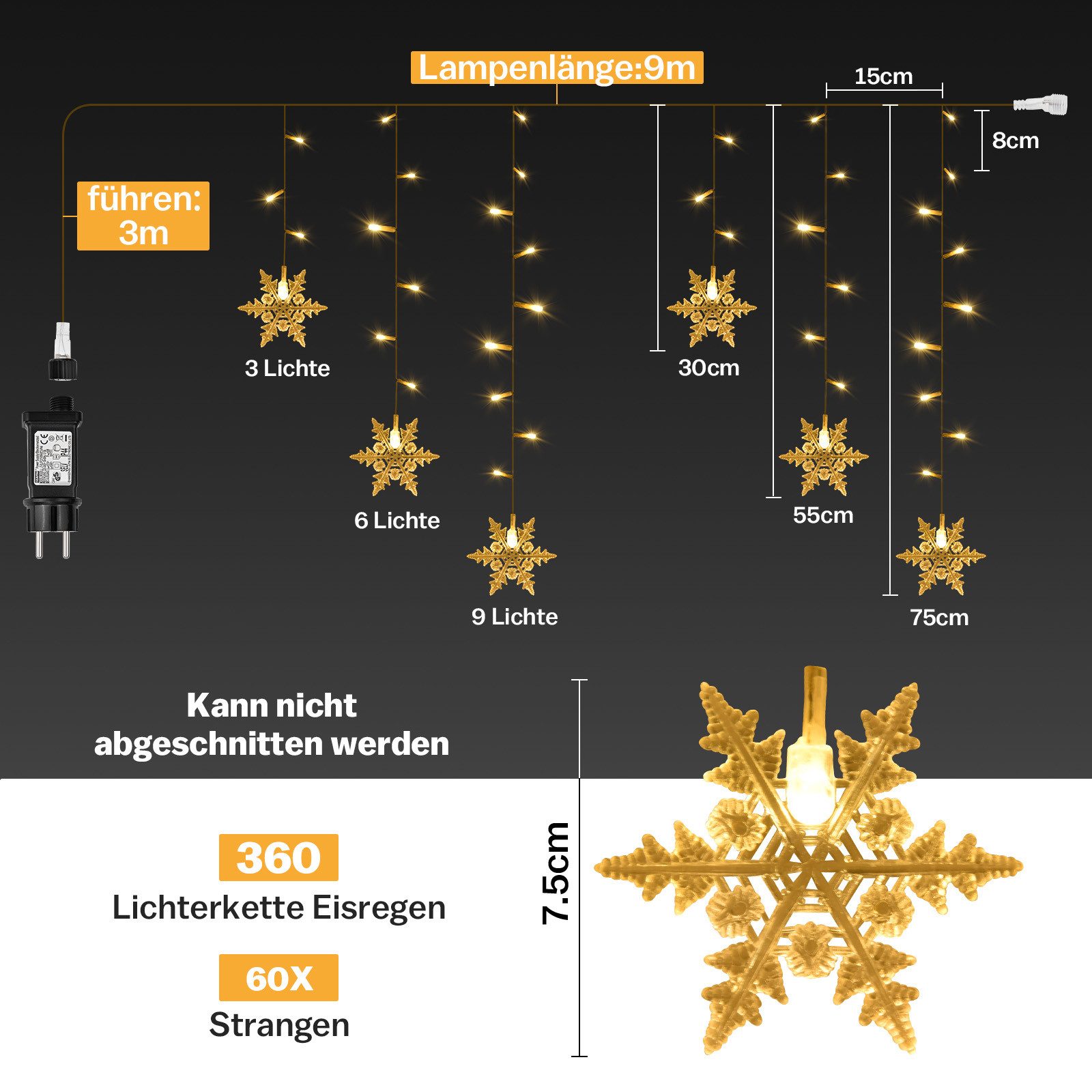 XERSEK Lichtervorhang LED Lichtervorhang Schneeflocke LED günstig online kaufen