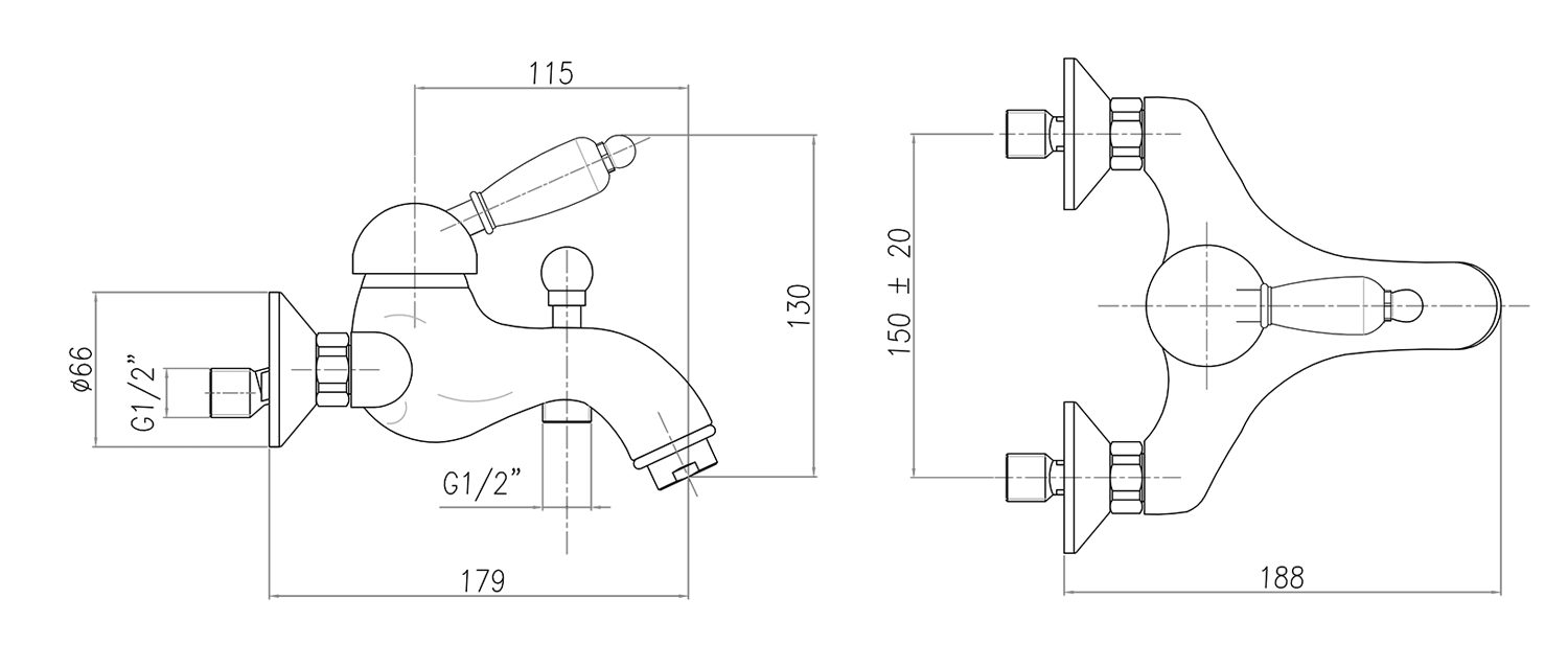 Sapho Wannenarmatur KIRKÉ BLACK Wannenarmatur, schwarzer Hebel, Gold Sapho-KI10NZ