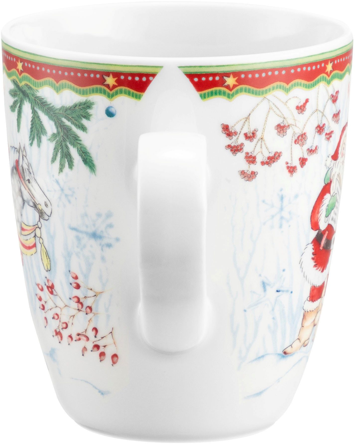Seltmann Weiden Becher Life - Weihnachtsmänner, 1-tlg., Porzellan, Becher mit Henkel 0,40 l und weihnachtlichem Dekor