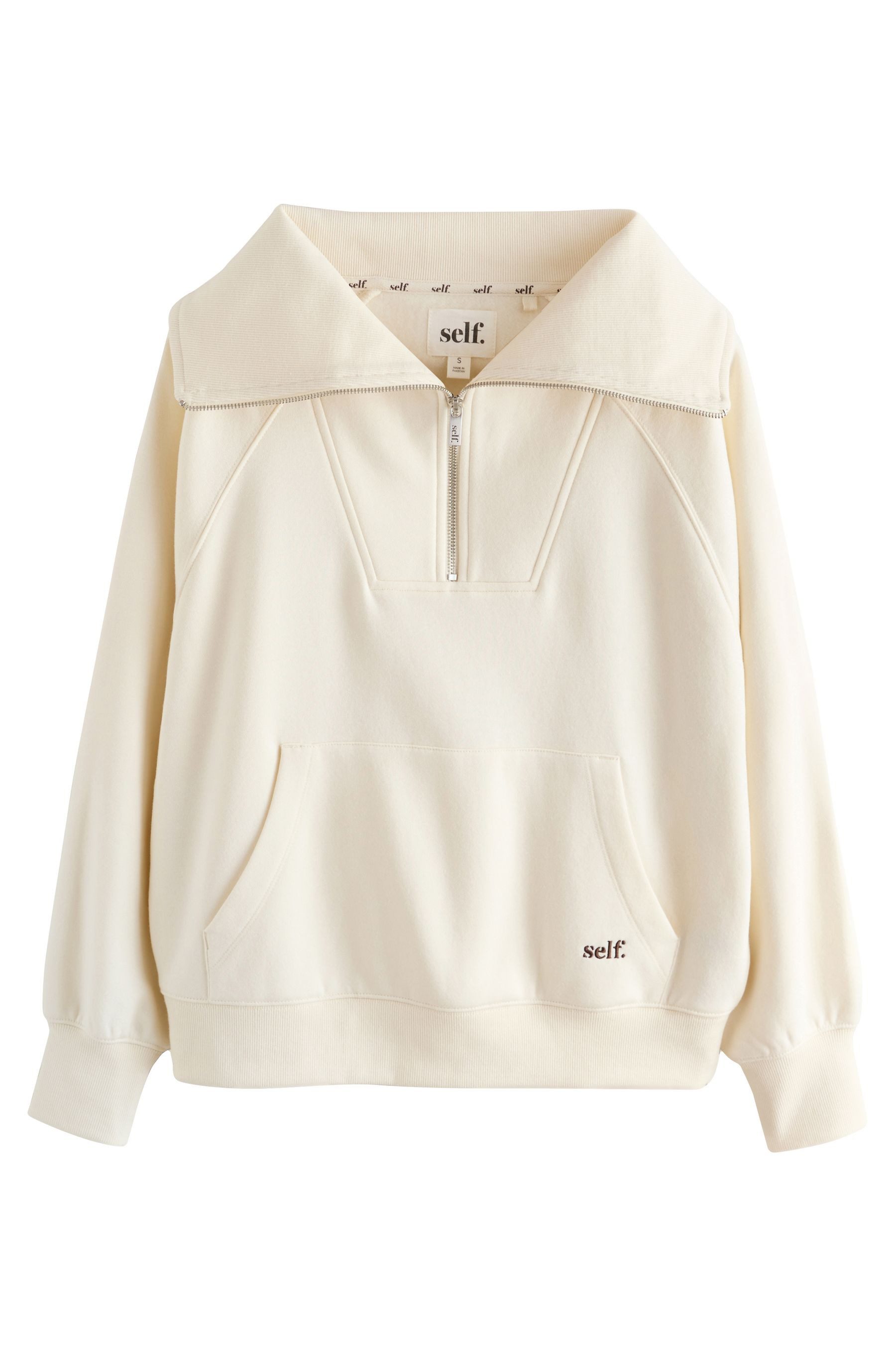 Sweater Self. Sweatshirt mit halbem Reißverschluss