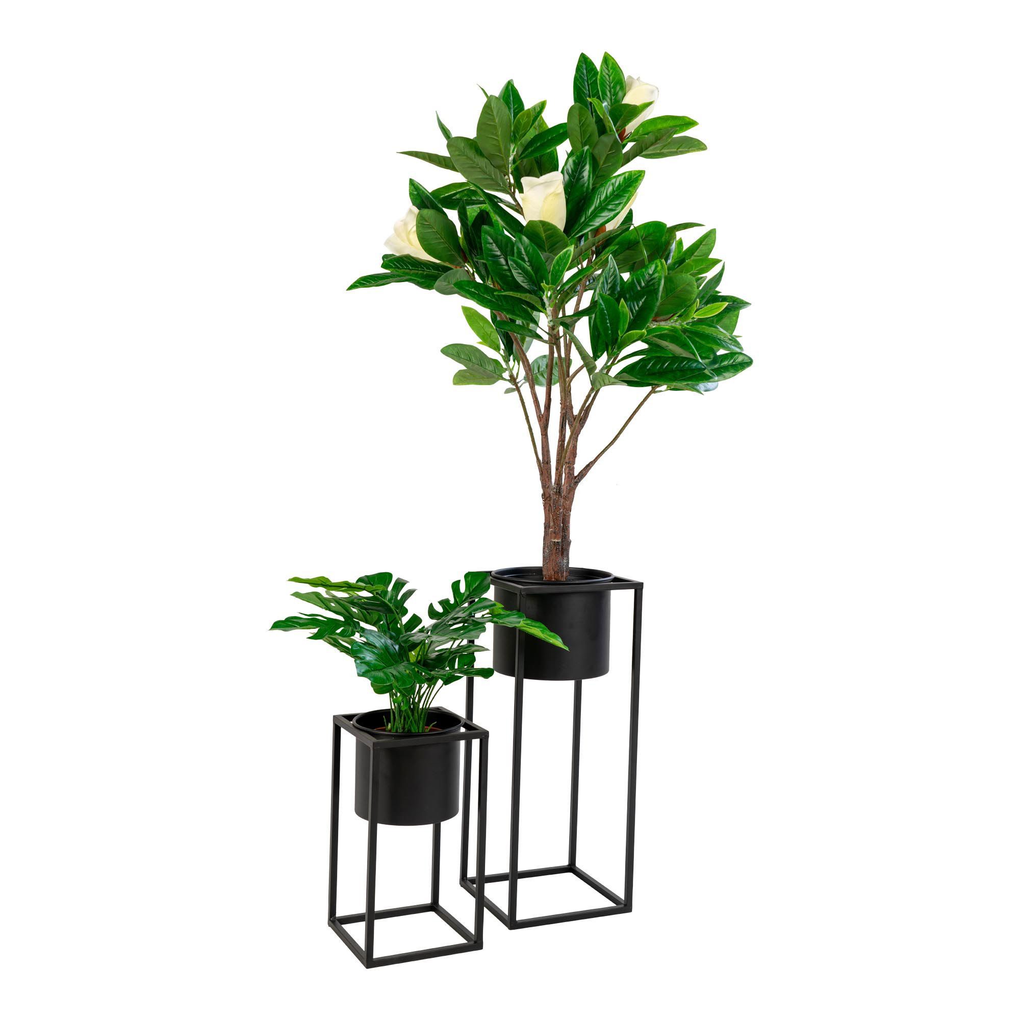 tinkaro Blumentopf Marla Blumentöpfe Set aus Stahl 17/19,5 cm Schwarz (1 St), Stabile Blumenkübel als Pflanzgefäße für verschiedene Raumumgebungen