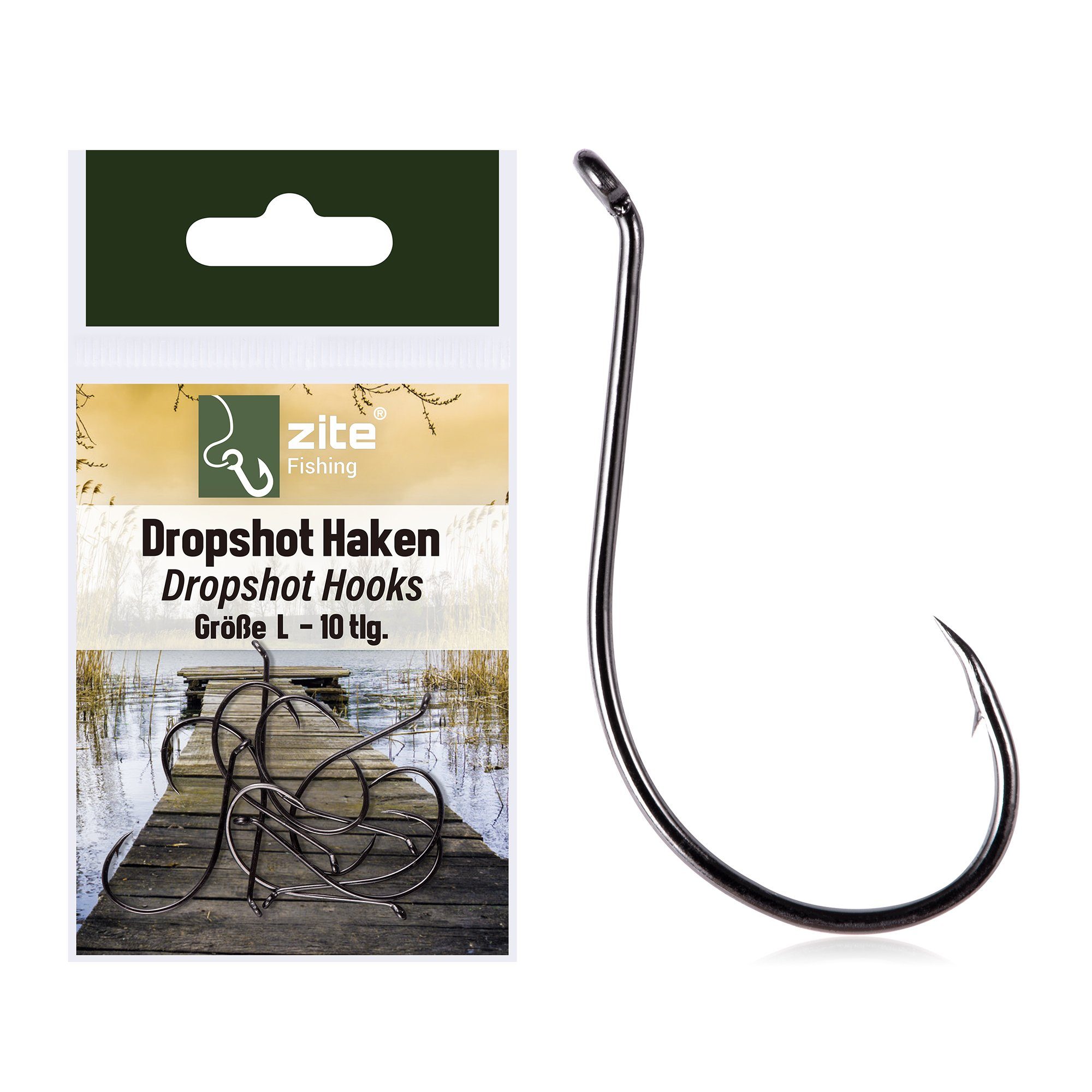 Dropshot-Haken Set Größe L - hochwertige Vorfachhaken fürs Raubfischangeln 10 Stück