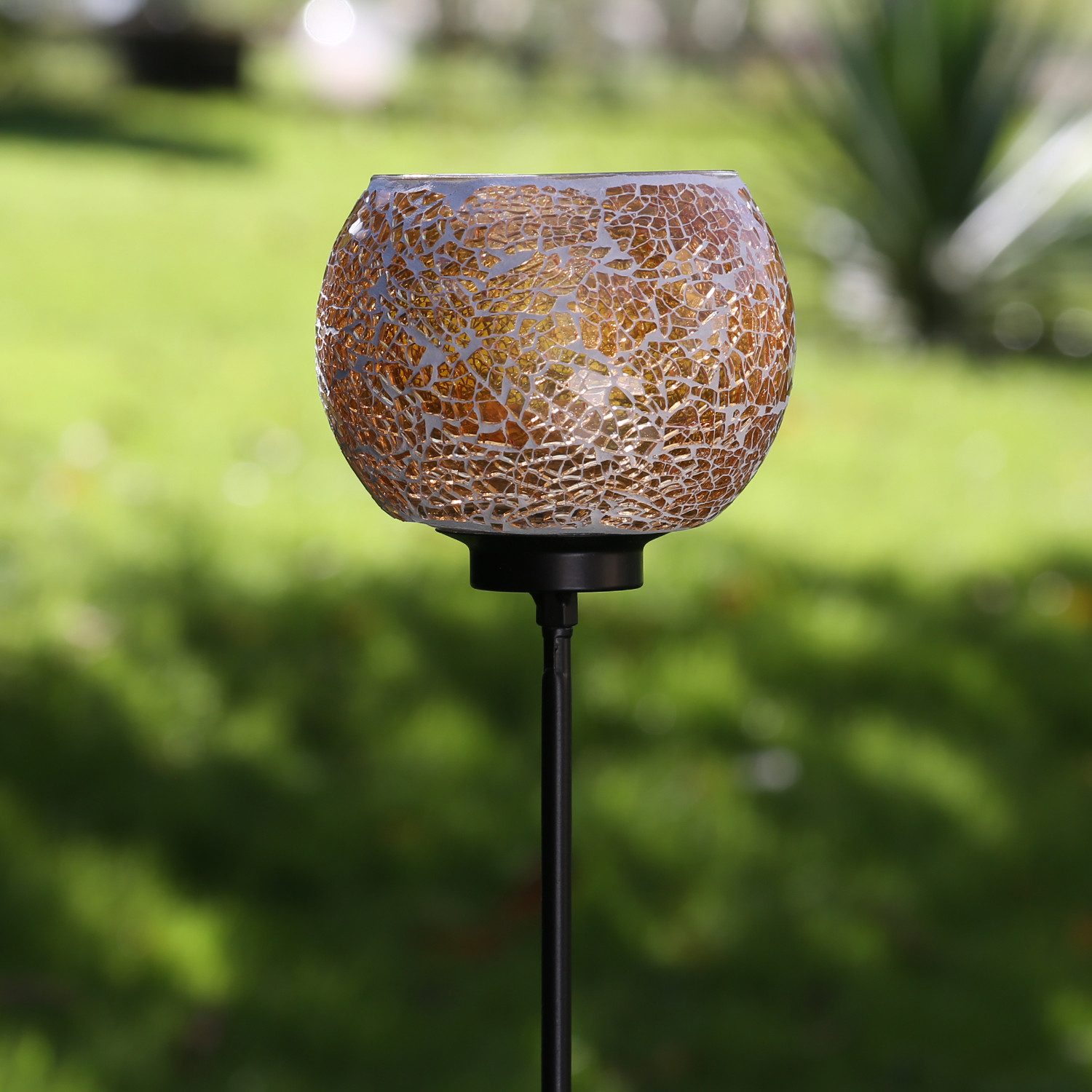MARELIDA Windlicht Windlicht Teelichthalter Deko Mosaik Gartenstecker Gartenstab orange (1 St)