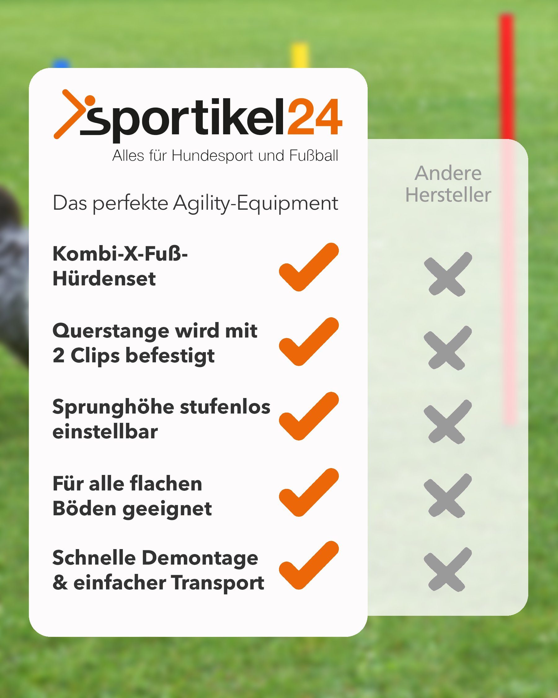 SPORTIKEL24 Hürde X-Fuß Hürdenset mit Stange 100 cm Farbe Gelb, Leichte Montage