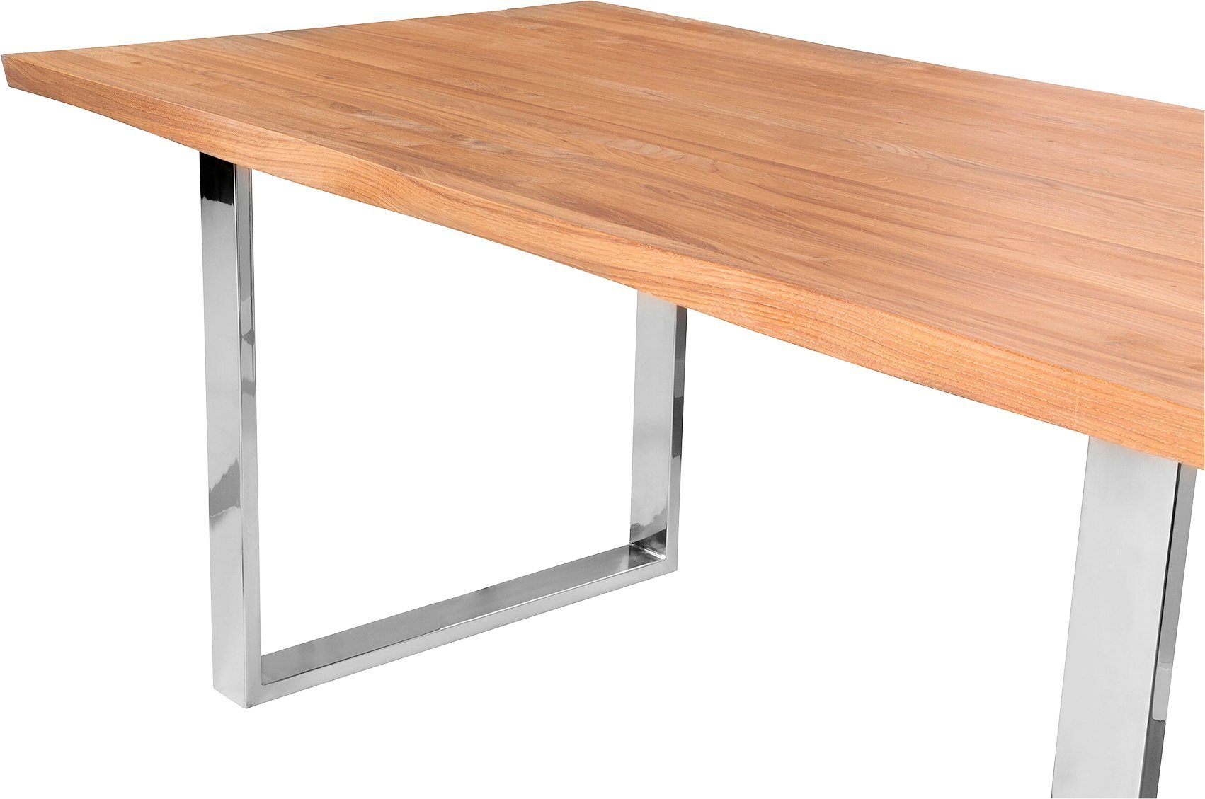 Fink Esstisch, Mit Tischplatte, geölt weiß seitlich geschwungener massive Form