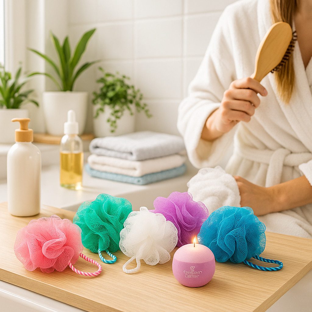 what the shop Duschschwamm Badeschwamm Nylon 12 cm einzeln oder 5er-Set Massage Peeling Dusche, Sanfte Reinigung & Pflege für jeden