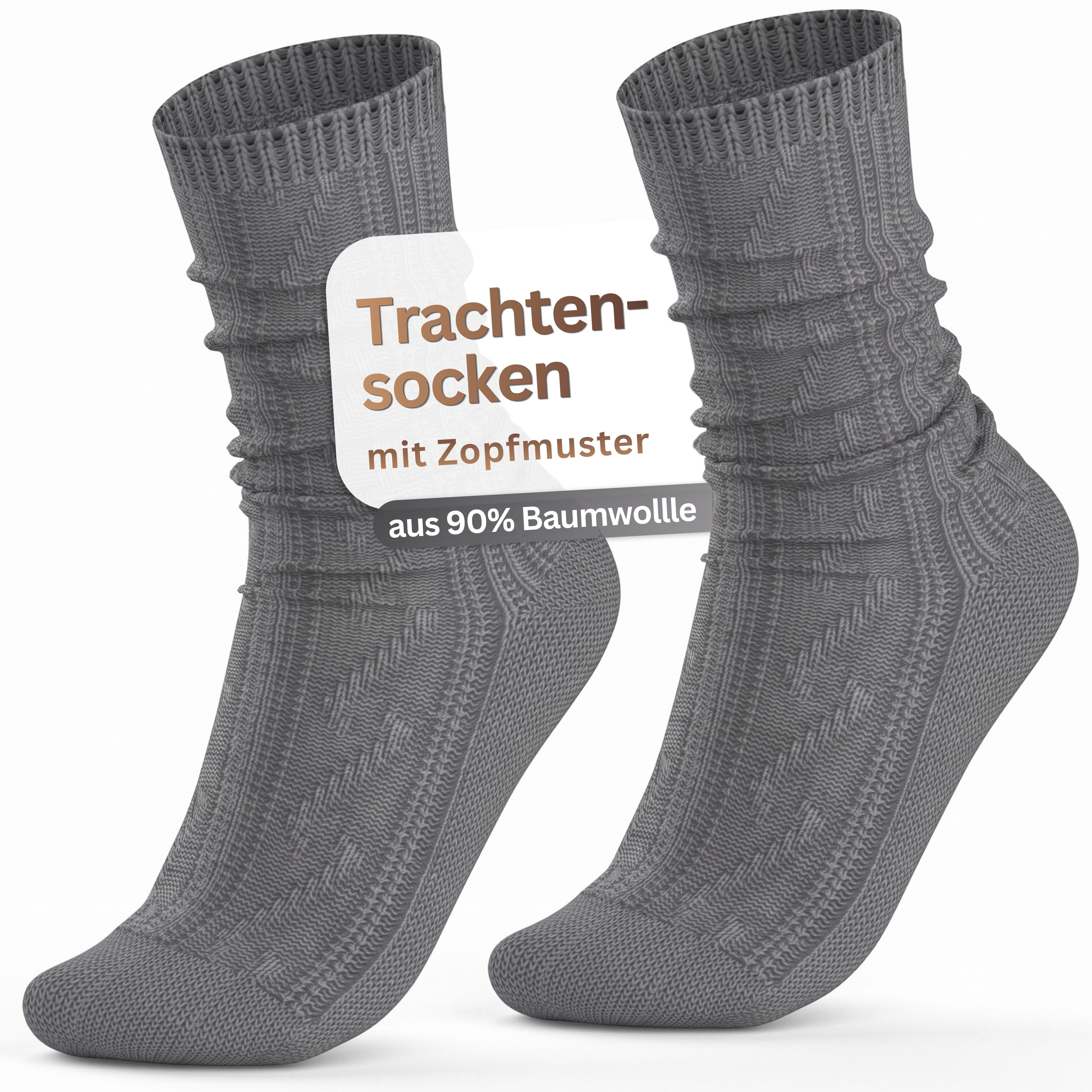 MEDOLY Trachtensocken Schoppersocke aus 90% Baumwolle Trachtenstrümpfe (1 Paar) mit Zopfmuster