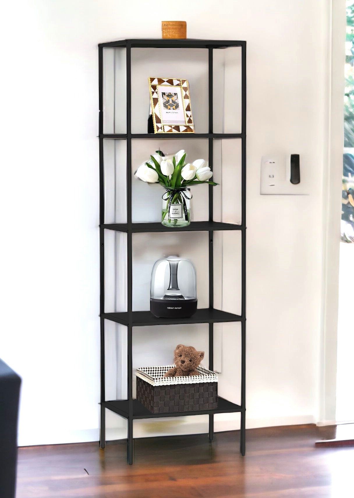 DanDiBo Regal Standregal Schwarz Schmal Metall mit 5 Ebenen 170x50x35 cm Ba günstig online kaufen