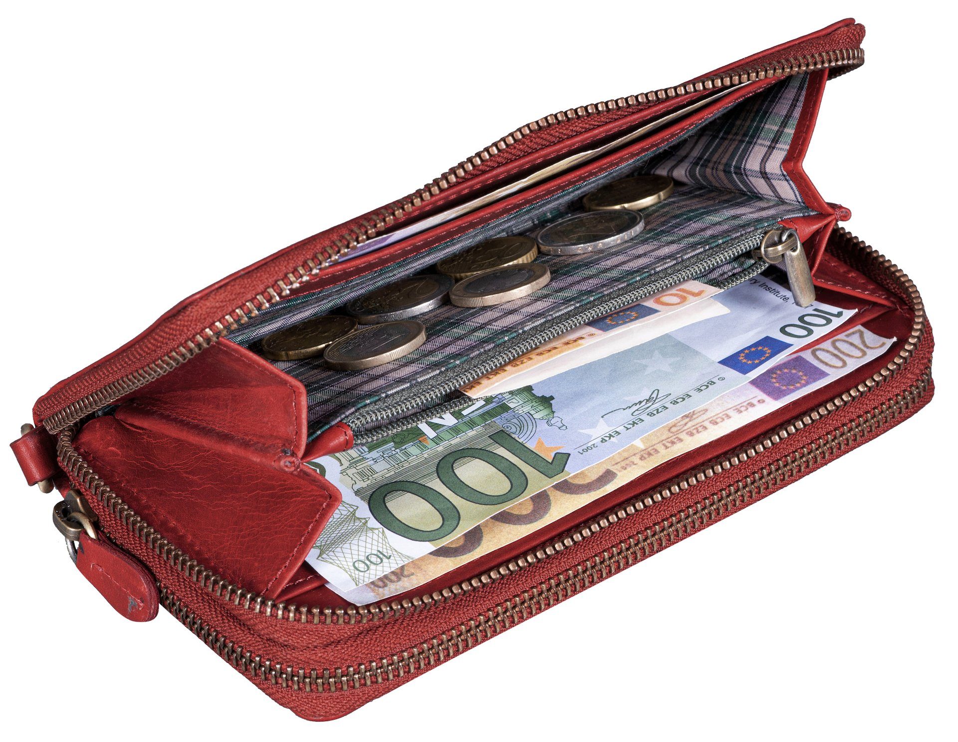 Benthill Geldbörse Damen Echt Leder Gross RFID Portemonnaie Groß XXL mit viel Platz, RFID-Schutz Kartenfächer Münzfach Reißverschlussfach
