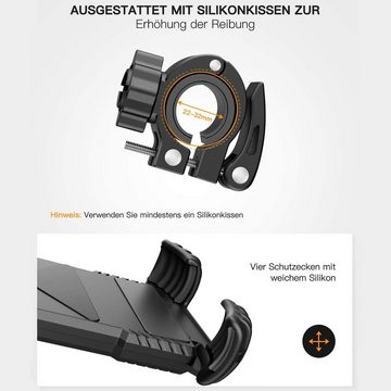 zggzerg Motorrad Handyhalterung Fahrrad Handyhalter Hüllenfreundlich Handy-Halterung, (bis 7,00 Zoll, Inklusive der am Fahrrad befestigen Basis, 360 Drehung)