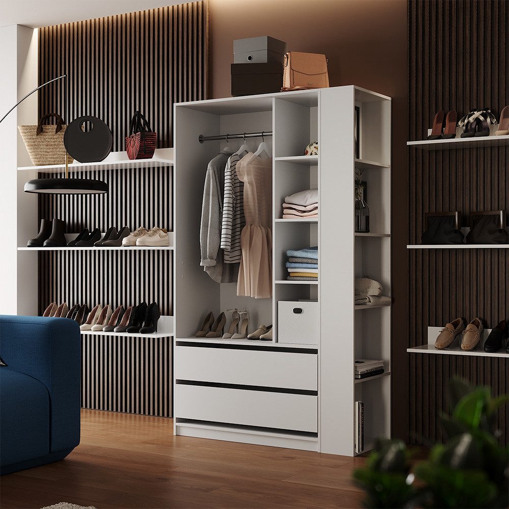 Vicco Kleiderschrank Elmo, Weiß, 50 x 200 cm 2er Set (2-St)