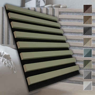 marbet design Wandpaneel, (Akustikpaneele Akustikquadrate 40x40cm Wandverkleidung Holz - (1 Paneel, schwarz - Olive) horizontal aus MDF Deckenverkleidung)
