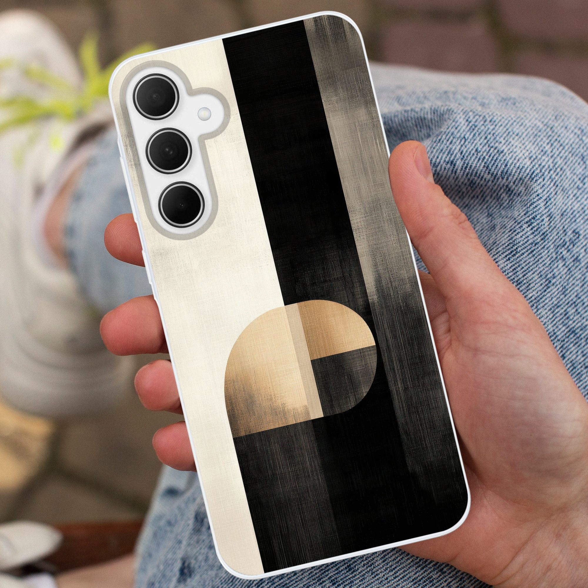 MuchoWow Handyhülle für Samsung Galaxy A35 5G Formen - Modern - Schwarz, Smartphone-Bumper, Print, Handy Schutzhülle Dünn