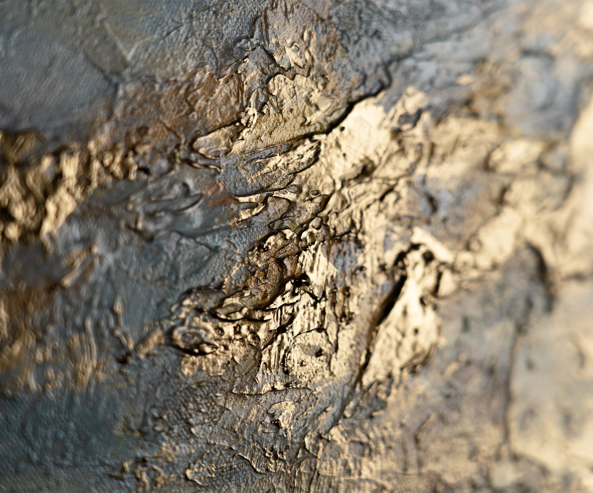 YS-Art Gemälde Goldene Bucht, Abstraktion, Leinwandbild einer Meeresabstraktion mit gold, gerahmt – Bild 4 von 5