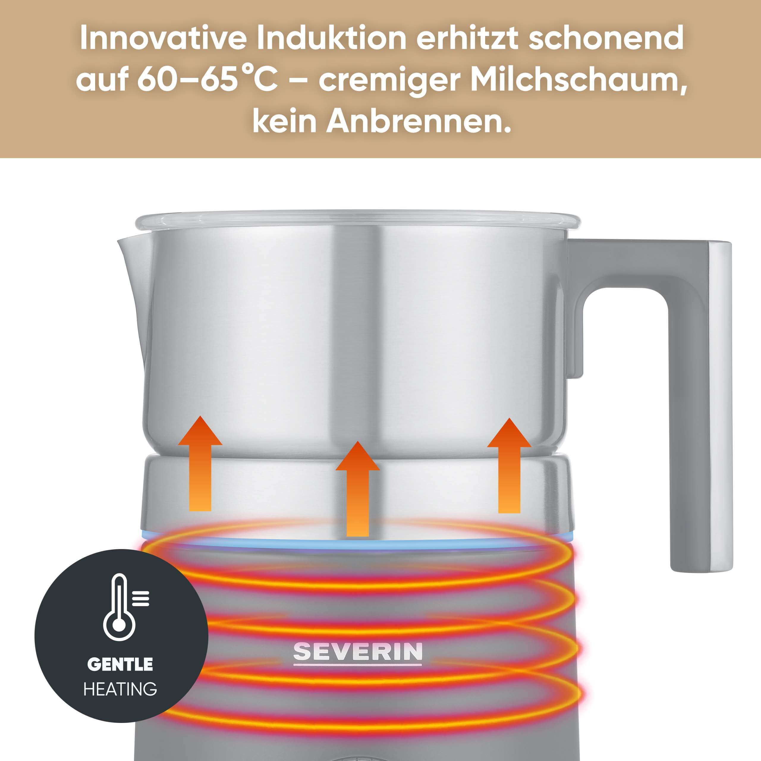Severin Milchaufschäumer SM 3587 Spuma 700 Plus, 500 W, 13 Programme, komfortable Bedienung, stilvoller 360° LED-Lichtring