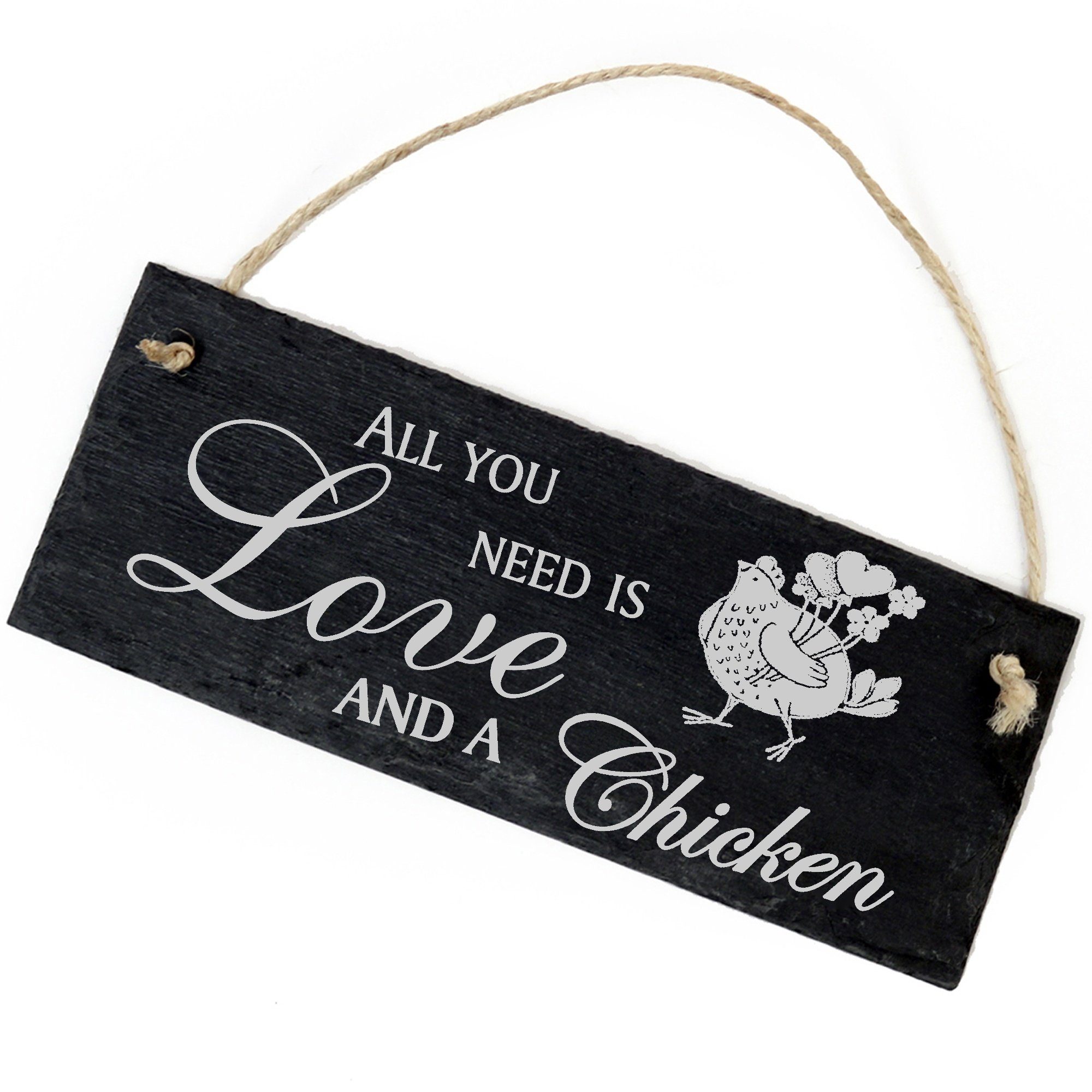 Dekolando Hängedekoration Henne mit Herzen 22x8cm All you need is Love and a Chicken