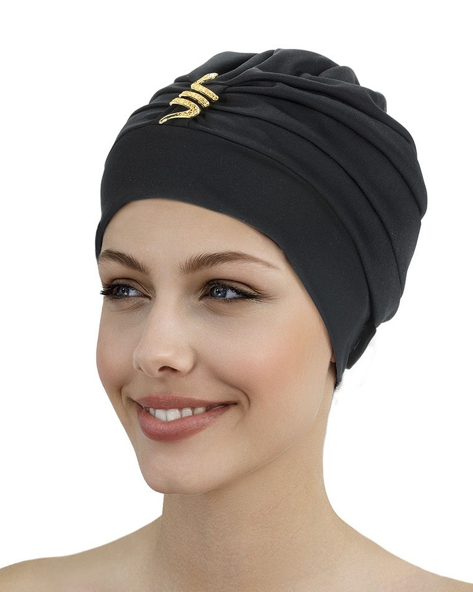 Fashy Badekappe Badehaube Badekappe Bademütze Damen Schwarz mit Schlangenmotiv Fashy