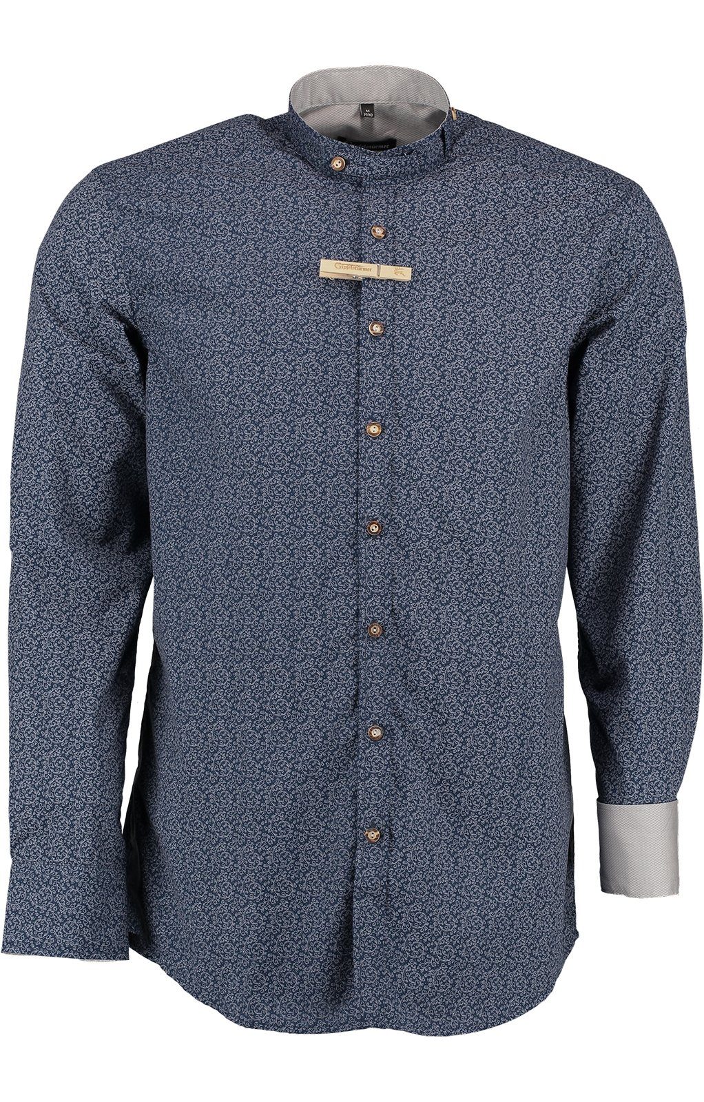 OS-Trachten Trachtenhemd Stehkragenhemd ERIK blau