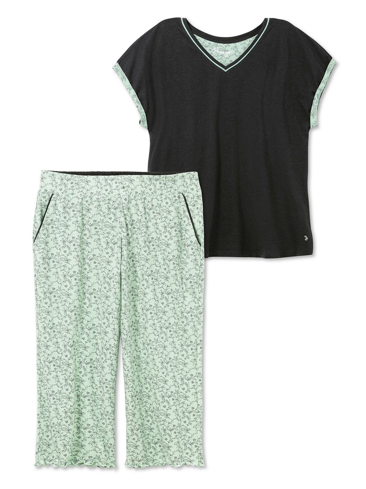 Sheego Pyjama Große Größen 3/4-Hose und mit Oversized-Shirt (Set)