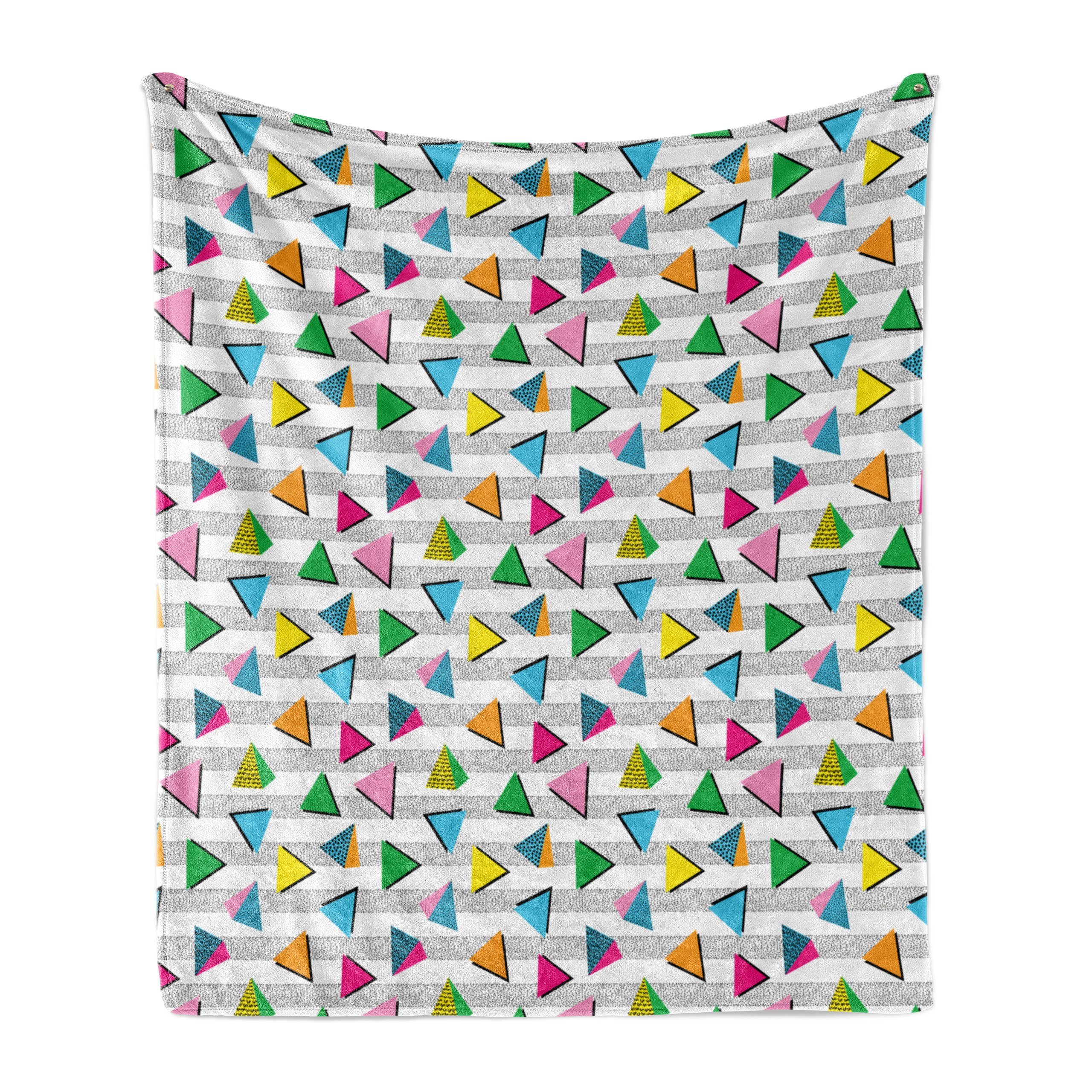 Wohndecke Gemütlicher Plüsch für den Innen- und Außenbereich, Abakuhaus, Geometrisch Triangles Dots Tüllen